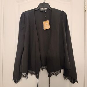 PIECES Black Longsleeve Wrap Womens Size Medium